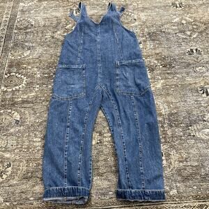 Free People We The Free High Roller Denim Overalls Blue Women's Size M